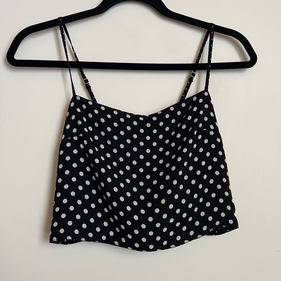 Free People Black and White Reversible Polka Dot Crop Top - Picture 3 of 4